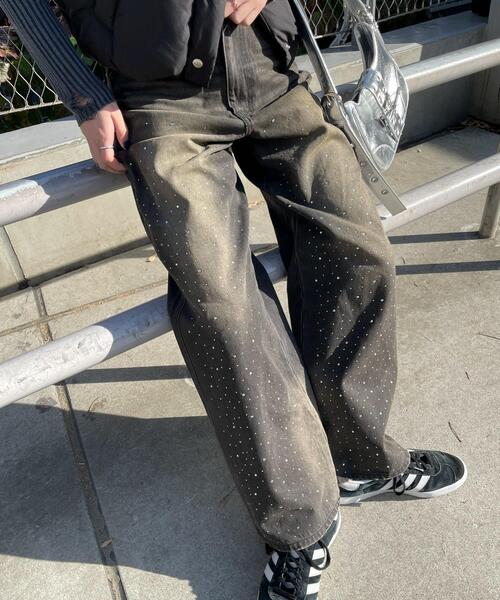 WEGO(ウィゴー)の「WEGO/ラインストーンストレートデニムパンツ(デニムパンツ・レディース・スカイブルー/ブラック・SMALL/MEDIUM)」の14枚目の写真