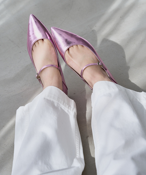 【試し履きのみ】 LETALON ポインテッドワンストラップフラットシューズ セール】ポインテッドワンストラップフラット（その他シューズ）｜LE