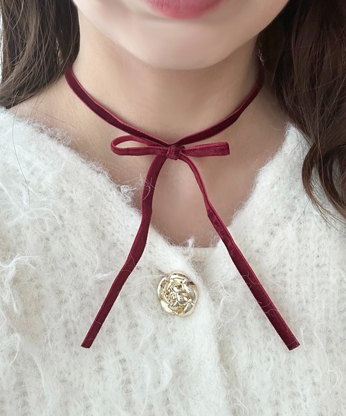 apres jour（アプレジュール）の「【apres jour×ARIAZ】ベロアリボンチョーカー（チョーカー・レディース・ボルドー/ブラック・FREE）」の2枚目の写真