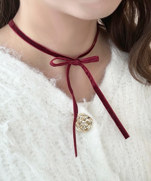 apres jour（アプレジュール）の「【apres jour×ARIAZ】ベロアリボンチョーカー（チョーカー・レディース・ボルドー/ブラック・FREE）」の5枚目の写真