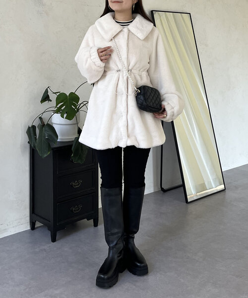 Drome(ドローム)　イタリア協会公認高級ファーコート DOLCE&GABBANA】ウルフエフェクトフェイクファーコート (Dolce