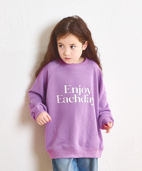 pairmanon（ペアマノン）の「【軽やかスウェット】裏毛 ビッグシルエット ラグランプリントトレーナー（スウェット・キッズ・パープル/ブラック/グレー/ブルー・140/100/110/120/90/150/130）」の4枚目の写真