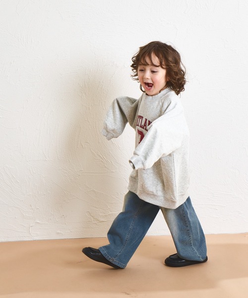 pairmanon（ペアマノン）の「【軽やかスウェット】裏毛 ビッグシルエット ラグランプリントトレーナー（スウェット・キッズ・パープル/ブラック/グレー/ブルー・140/100/110/120/90/150/130）」の12枚目の写真