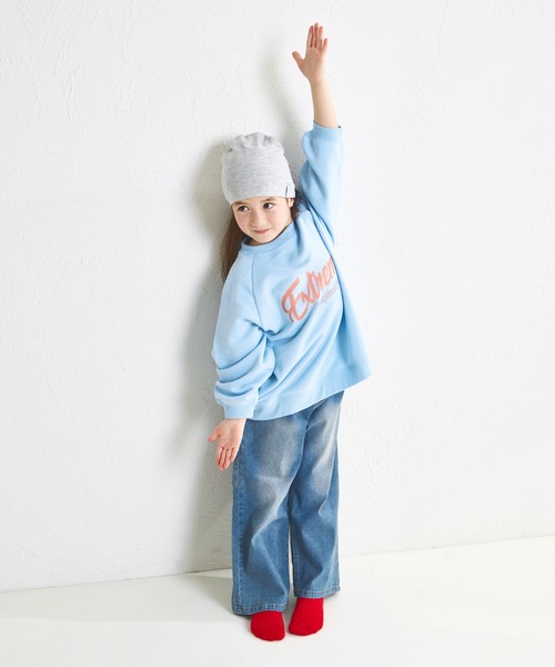 pairmanon（ペアマノン）の「【軽やかスウェット】裏毛 ビッグシルエット ラグランプリントトレーナー（スウェット・キッズ・パープル/ブラック/グレー/ブルー・140/100/110/120/90/150/130）」の18枚目の写真