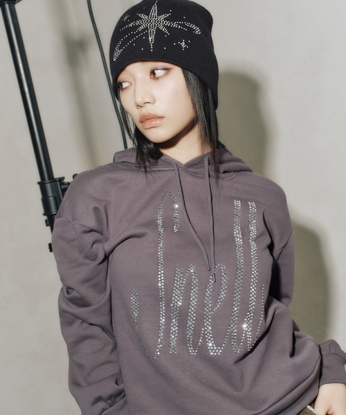 FCMM パーカー Mサイズ チャコール STUD ZIP UP HOODIE/スタッズジップアップフーディ（パーカー