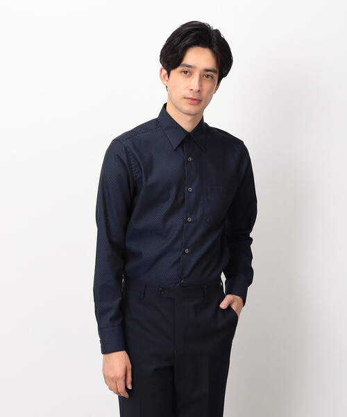 COMME CA ISM(コムサイズム)の「イージーケア 市松柄 ドレスシャツ(ビジネスシャツ・メンズ・ネイビー/ホワイト・SMALL/MEDIUM/LARGE/X-LARGE)」の9枚目の写真