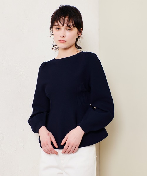 allureville（アルアバイル）の「バックレースアッププルオーバー（ニット/セーター・レディース・ネイビー/オフホワイト/ライトイエロー・2）」の3枚目の写真