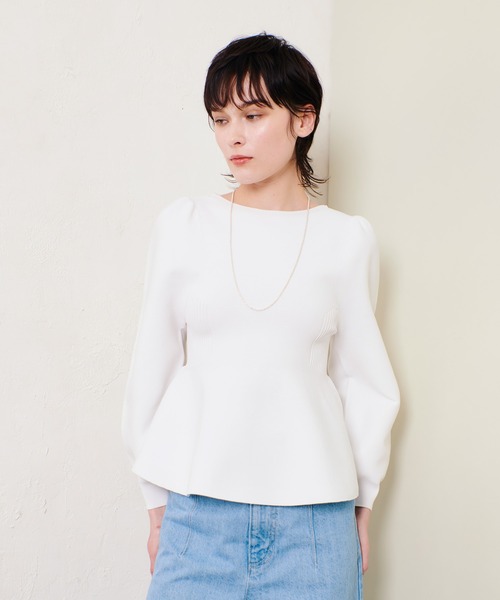 allureville（アルアバイル）の「バックレースアッププルオーバー（ニット/セーター・レディース・ネイビー/オフホワイト/ライトイエロー・2）」の2枚目の写真