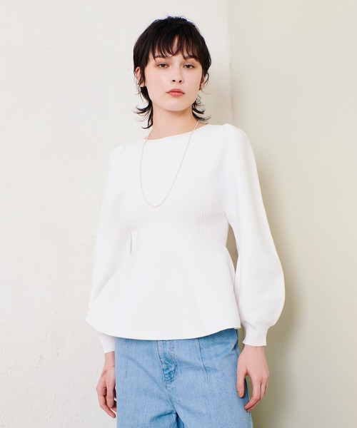 allureville（アルアバイル）の「バックレースアッププルオーバー（ニット/セーター・レディース・ネイビー/オフホワイト/ライトイエロー・2）」の20枚目の写真