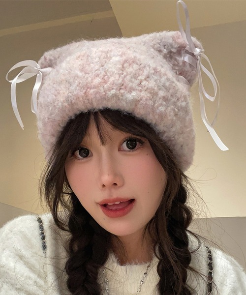AMBUSH 猫耳ニット帽 ビーニー　未使用に近い サクラ 宮脇咲良着用 AMBUSH RAVE BEANIE 猫耳ビーニー - メルカリ