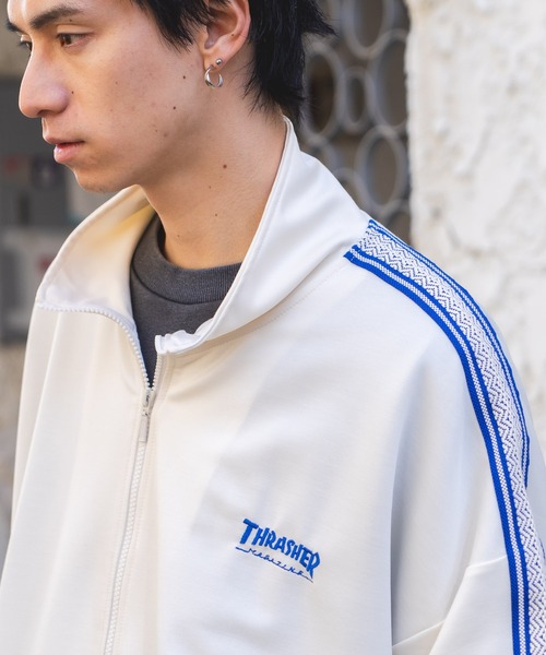 THRASHER（スラッシャー）の「【THRASHER/スラッシャー】ジャガードテープ サイドライン ジャージトラックジャケット（ジャージ・メンズ・ホワイト/ブラック・MEDIUM/X-LARGE/LARGE）」の21枚目の写真