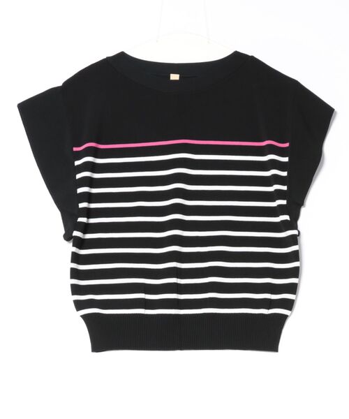 Q(キュー)の「フレンチスリーブパネルボーダーニット(ニット/セーター・レディース・ホワイト系/ブラック系・MEDIUM)」の16枚目の写真