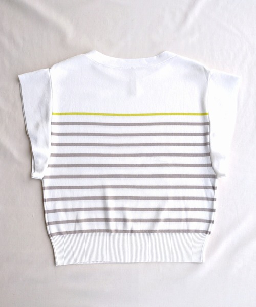 Q(キュー)の「フレンチスリーブパネルボーダーニット(ニット/セーター・レディース・ホワイト系/ブラック系・MEDIUM)」の19枚目の写真