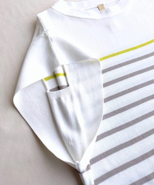 Q(キュー)の「フレンチスリーブパネルボーダーニット(ニット/セーター・レディース・ホワイト系/ブラック系・MEDIUM)」の22枚目の写真