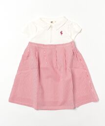 KP（ケーピー）の「前ファスナー明きサッカーストライプワンピース(100～160)（ワンピース）」