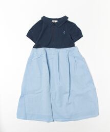 KP | 前ファスナー明きサッカーストライプワンピース(100～160)(ワンピース)