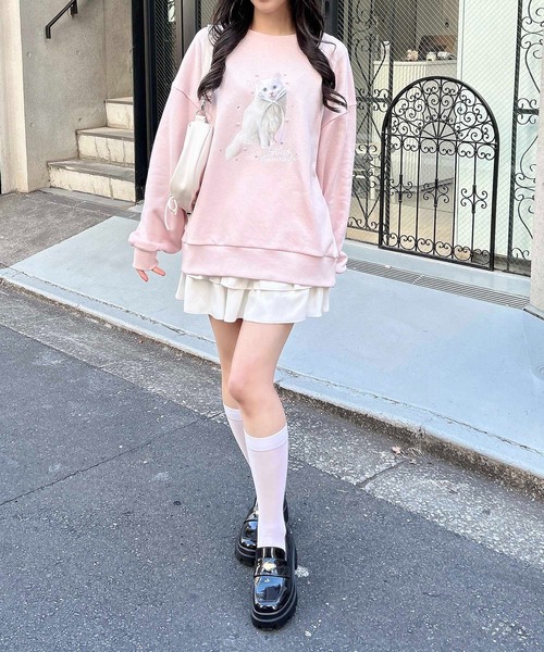 INGNI(イング)の「装飾リボン付ねこスウェットトップス(スウェット・レディース・オフホワイト/ライトピンク/オートミール・M)」の19枚目の写真