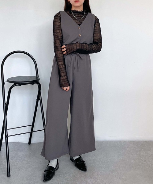 AS KNOW AS plus（アズノゥアズプラス）の「●らくちんデザインサロペット（サロペット/オーバーオール・レディース・ブラック/チャコールグレー/ブルー・FREE）」の9枚目の写真