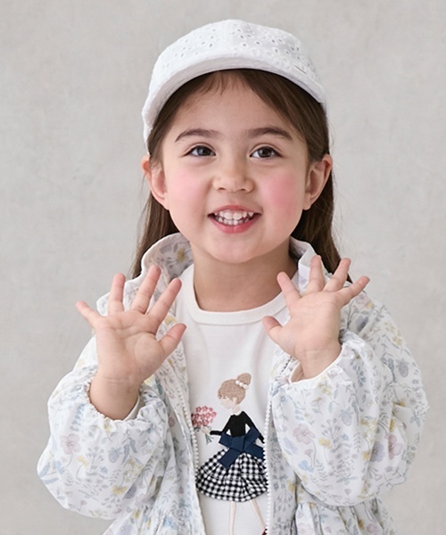 petit main（プティマイン）の「日除けリボン付きキャップ（キャップ・キッズ・ライトピンク/アイボリー/ベージュ/ブルー・54cm/50cm/52cm）」の5枚目の写真