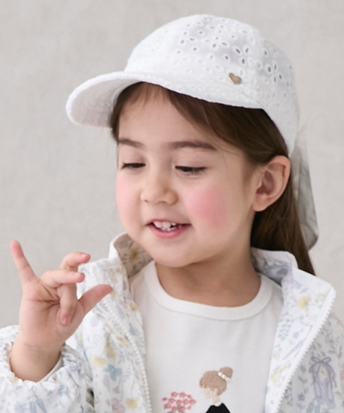 petit main（プティマイン）の「日除けリボン付きキャップ（キャップ・キッズ・ライトピンク/アイボリー/ベージュ/ブルー・54cm/50cm/52cm）」の6枚目の写真