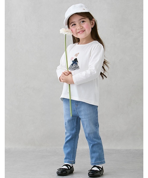 petit main（プティマイン）の「日除けリボン付きキャップ（キャップ・キッズ・ライトピンク/アイボリー/ベージュ/ブルー・54cm/50cm/52cm）」の7枚目の写真