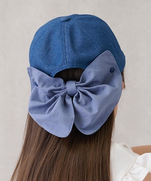 petit main（プティマイン）の「日除けリボン付きキャップ（キャップ・キッズ・ライトピンク/アイボリー/ベージュ/ブルー・54cm/50cm/52cm）」の9枚目の写真