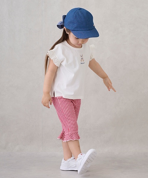 petit main（プティマイン）の「日除けリボン付きキャップ（キャップ・キッズ・ライトピンク/アイボリー/ベージュ/ブルー・54cm/50cm/52cm）」の14枚目の写真