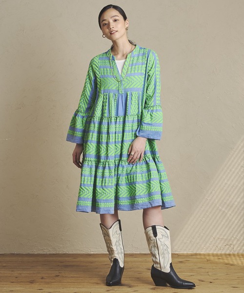 ROSE BUD(ローズバッド)の「【ROSE BUD別注】(DEVOTION TWINS)LONG SLEEVE TIERD DRESS(ワンピース・レディース・グリーン・ONE SIZE)」の14枚目の写真