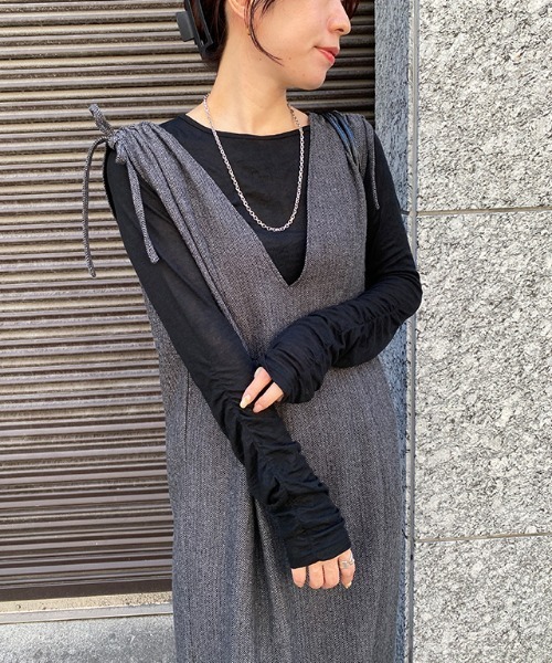 ECLAM(クラム)の「袖シャーリングシアーカットソー(Tシャツ/カットソー・レディース・ライトブルー/杢グレー/チャコール/アイボリー/ブラック・M)」の10枚目の写真