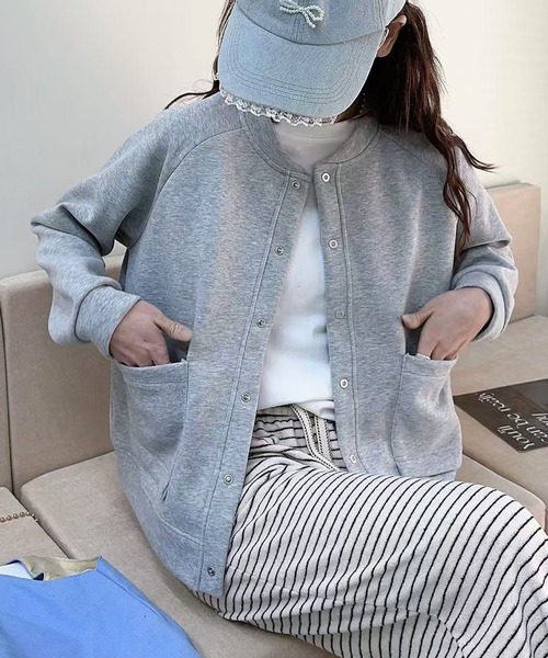 BANICO（バニコ）の「【Banico】スウェットカーディガン（カーディガン/ボレロ・レディース・ライトブルー/グレー/ネイビー/ライトグレー/ピンク・MEDIUM/LARGE）」の15枚目の写真
