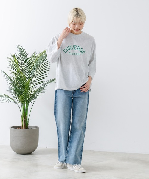 CONVERSE(コンバース)の「【CONVERSE/コンバース】8分袖 切り替えTシャツ(Tシャツ/カットソー・レディース・ライトグレー/ブラック/オフホワイト/エメラルド・MEDIUM/LARGE)」の14枚目の写真