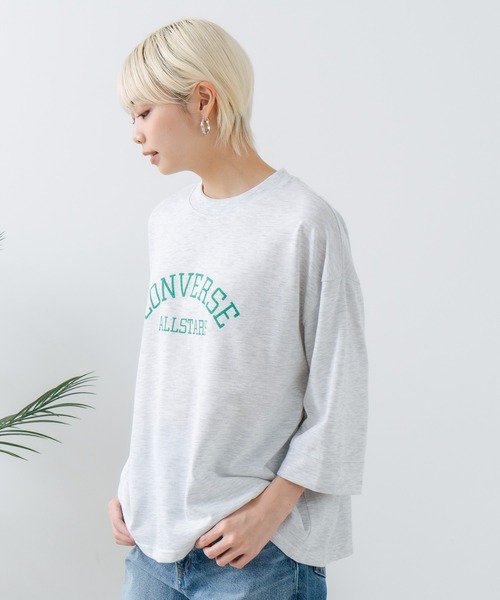 CONVERSE(コンバース)の「【CONVERSE/コンバース】8分袖 切り替えTシャツ(Tシャツ/カットソー・レディース・ライトグレー/ブラック/オフホワイト/エメラルド・MEDIUM/LARGE)」の20枚目の写真