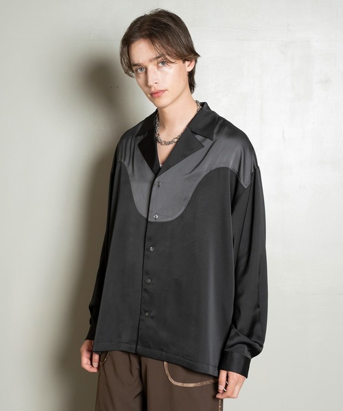 シャツ プルオーバー スタイリッシュ シンプル 韓国 L1777 セール】Modern Western Open-Collar Shirt/ウエストサイド