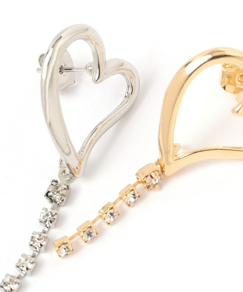 Heather（ヘザー）の「ラインストーンハートピアス　324408（ピアス（両耳用）・レディース・ゴールド/シルバー・ONE SIZE）」の3枚目の写真