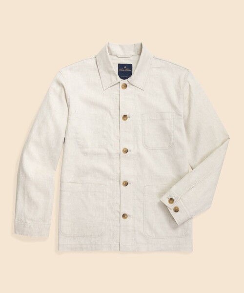 BROOKS BROTHERS(ブルックスブラザーズ)の「リネン/コットン ライトウェイト チョアジャケット(その他アウター・メンズ・クリーム/ブルー・LARGE/SMALL/X-LARGE/MEDIUM)」の2枚目の写真