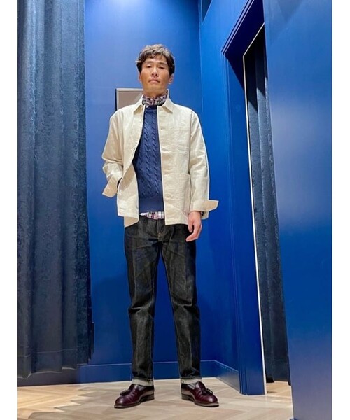 BROOKS BROTHERS(ブルックスブラザーズ)の「リネン/コットン ライトウェイト チョアジャケット(その他アウター・メンズ・クリーム/ブルー・LARGE/SMALL/X-LARGE/MEDIUM)」の8枚目の写真