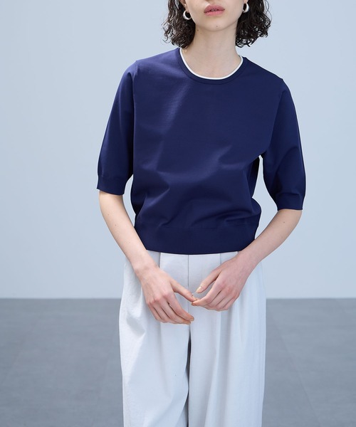 N.O.R.C(ノーク)の「ハーフスリーブニット【BEAUTY AIRY】(ニット/セーター・レディース・ネイビー/レッド/ブラック・フリー)」の14枚目の写真