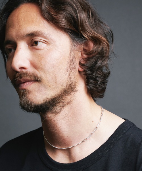 Magine(マージン)の「SILVER 925 BALL & CUT AZUKI CHAIN MIX NECKLACE(S):シルバー ボールチェーン&カットアズキチェーン ミックス ネックレス 41cm(ネックレス・メンズ・シルバー・FREE)」の2枚目の写真