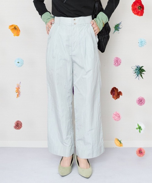 JETSET SOLO PLUS (ジェットセットソロプラス)の「【JETSET SOLO PLUS】グロッシータフタワイドパンツ(その他パンツ・レディース・イエロー/ベージュ/グレイッシュブルー・FREE)」の2枚目の写真