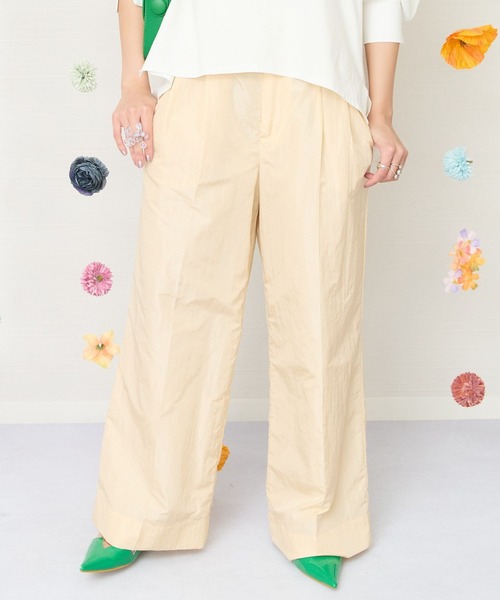 JETSET SOLO PLUS (ジェットセットソロプラス)の「【JETSET SOLO PLUS】グロッシータフタワイドパンツ(その他パンツ・レディース・イエロー/ベージュ/グレイッシュブルー・FREE)」の3枚目の写真