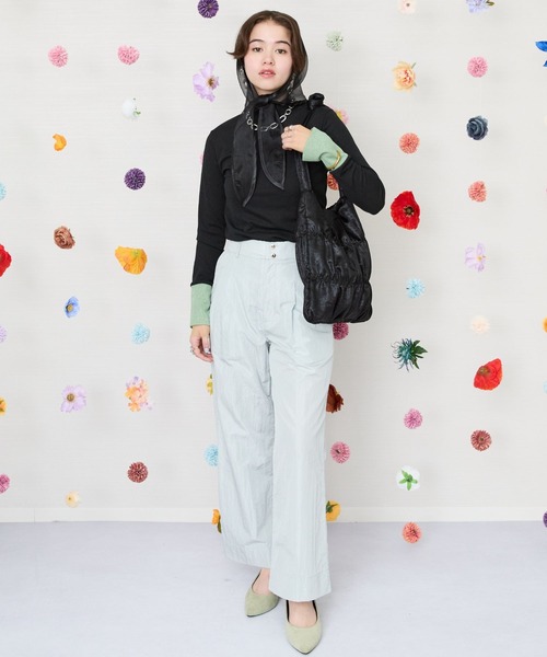 JETSET SOLO PLUS (ジェットセットソロプラス)の「【JETSET SOLO PLUS】グロッシータフタワイドパンツ(その他パンツ・レディース・イエロー/ベージュ/グレイッシュブルー・FREE)」の5枚目の写真