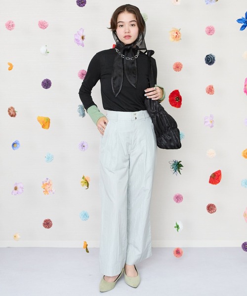 JETSET SOLO PLUS (ジェットセットソロプラス)の「【JETSET SOLO PLUS】グロッシータフタワイドパンツ(その他パンツ・レディース・イエロー/ベージュ/グレイッシュブルー・FREE)」の6枚目の写真