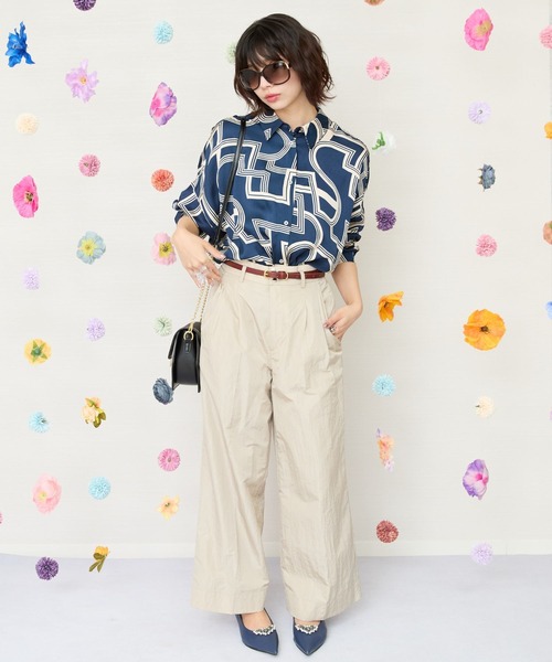 JETSET SOLO PLUS (ジェットセットソロプラス)の「【JETSET SOLO PLUS】グロッシータフタワイドパンツ(その他パンツ・レディース・イエロー/ベージュ/グレイッシュブルー・FREE)」の12枚目の写真