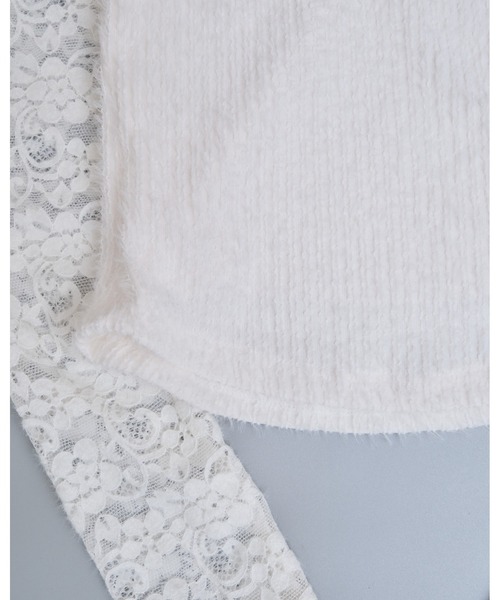 LA POMME petit(ラポミ・プチ)の「Red Ribbon Lace tops(Tシャツ/カットソー・レディース・ホワイト・FREE)」の3枚目の写真