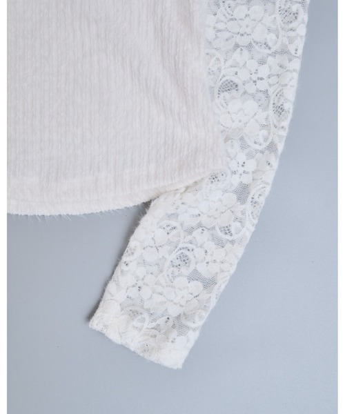 LA POMME petit(ラポミ・プチ)の「Red Ribbon Lace tops(Tシャツ/カットソー・レディース・ホワイト・FREE)」の4枚目の写真