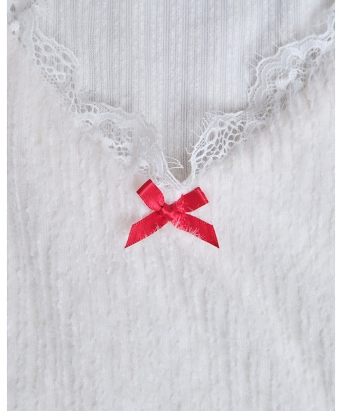LA POMME petit(ラポミ・プチ)の「Red Ribbon Lace tops(Tシャツ/カットソー・レディース・ホワイト・FREE)」の5枚目の写真