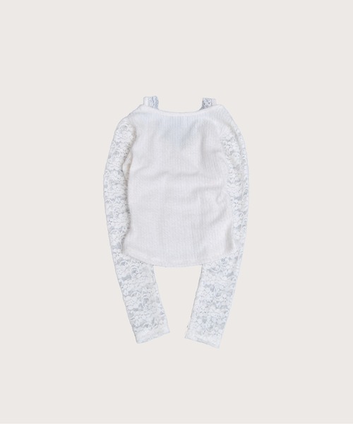 LA POMME petit(ラポミ・プチ)の「Red Ribbon Lace tops(Tシャツ/カットソー・レディース・ホワイト・FREE)」の6枚目の写真