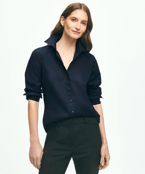 BROOKS BROTHERS(ブルックスブラザーズ)の「スーピマコットンストレッチ ドレスシャツ Fitted Fit(シャツ/ブラウス・レディース・ホワイト/ネイビー/ピンク/ライトブルー・0/4/6/8/2)」の3枚目の写真