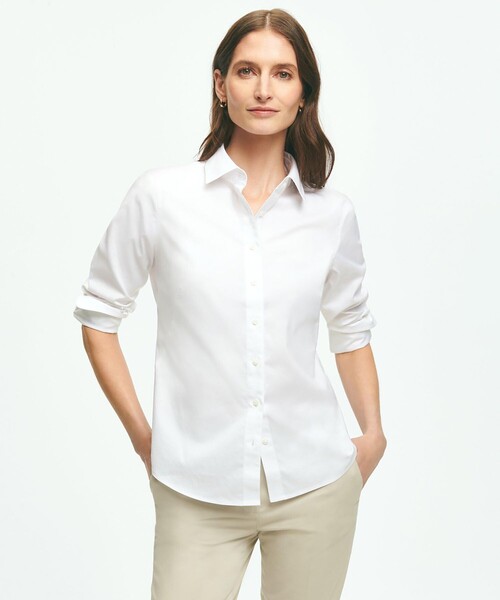 BROOKS BROTHERS(ブルックスブラザーズ)の「スーピマコットンストレッチ ドレスシャツ Fitted Fit(シャツ/ブラウス・レディース・ホワイト/ネイビー/ピンク/ライトブルー・0/4/6/8/2)」の1枚目の写真