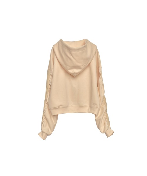 Nora Lily elle(ノラリリーエル)の「【Nora Lily】「elle」Line Gathering Sleeve Short Full zip Parka(パーカー・レディース・ヘザーグレー/オフホワイト/ブラック・FREE)」の8枚目の写真